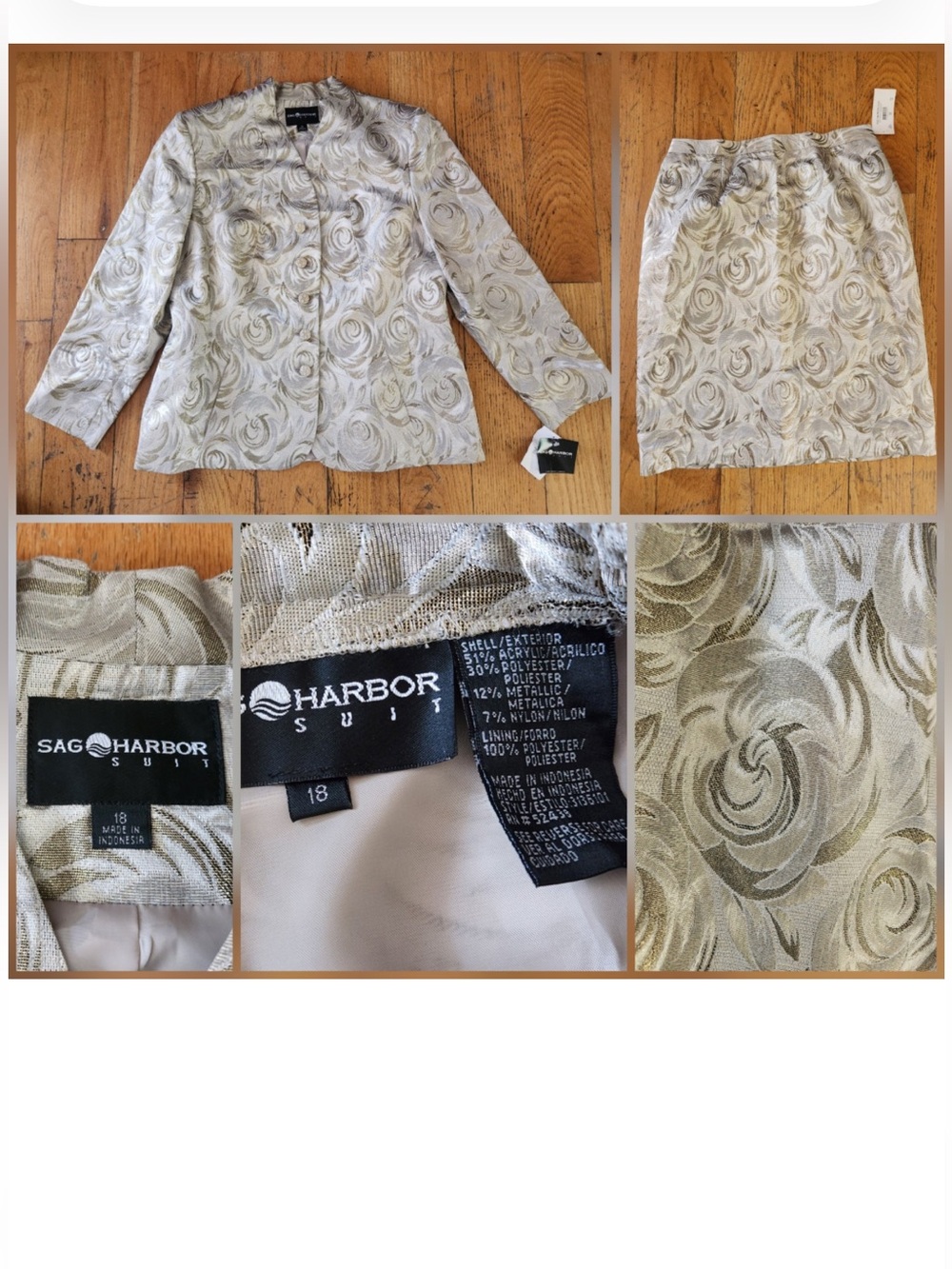 Sag Harbor Women's silver Floral Jacquard Blazer NWT